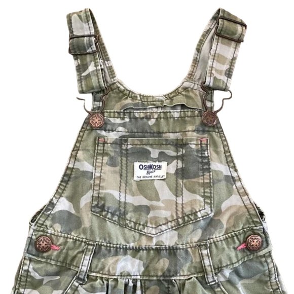 OshKosh B'gosh Khaki Green Camo Overall Jumper Dress 4T - Picture 6 of 9